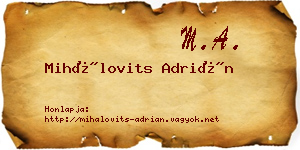 Mihálovits Adrián névjegykártya